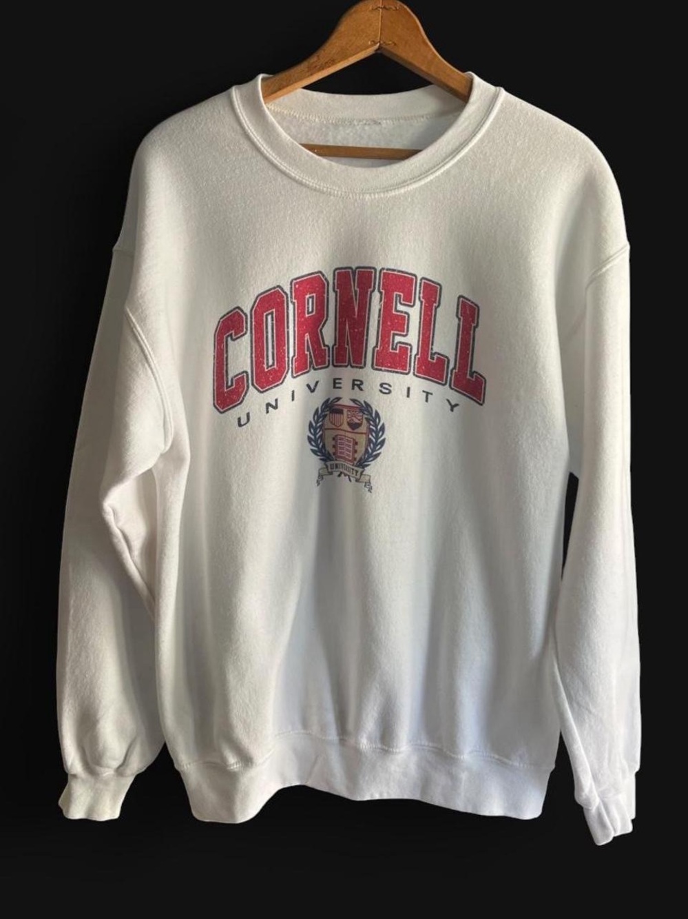 Cornell University Crewneck Sweatshirt White Vintage College Pullover XL Fit